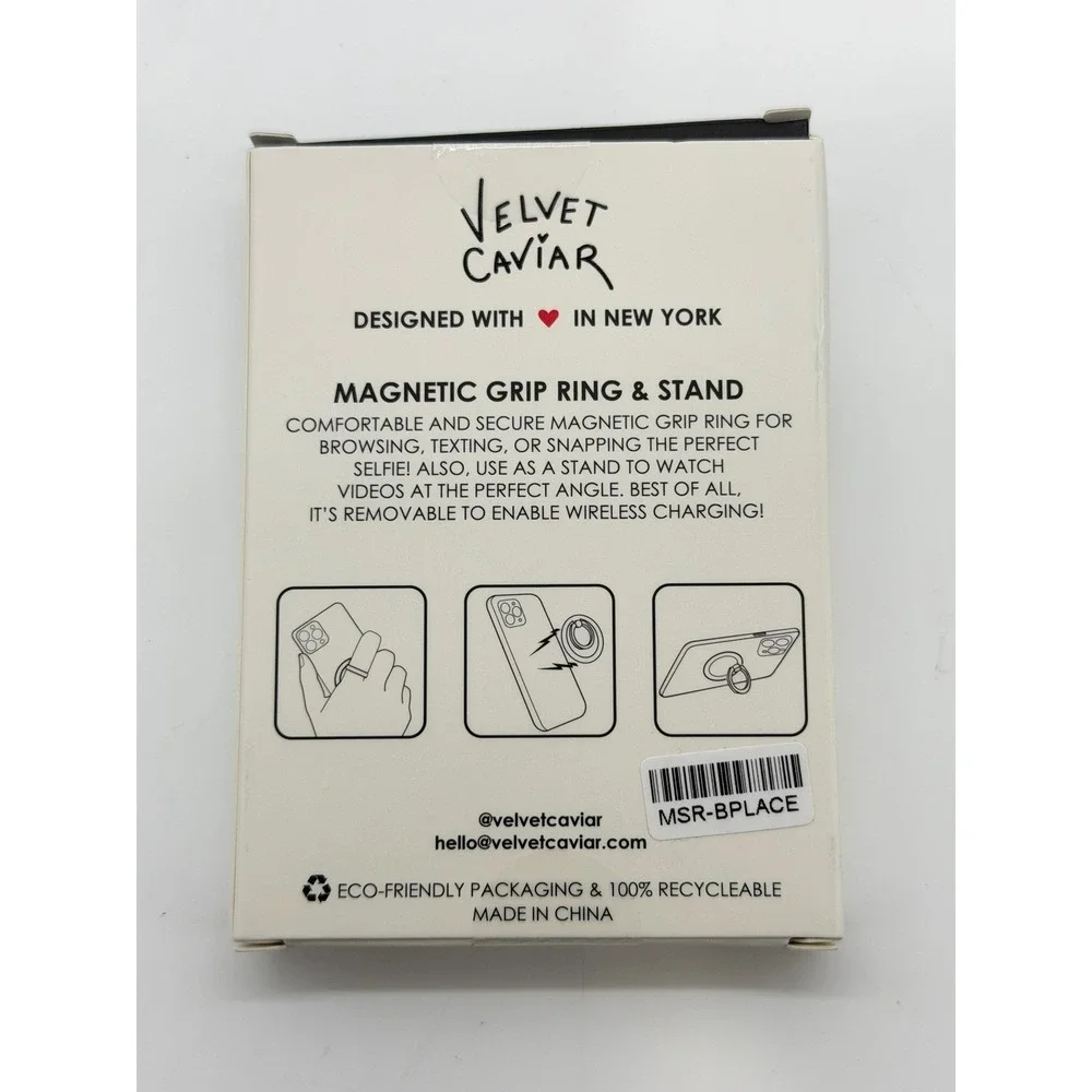 Velvet Caviar Magnetic Grip Ring Phone Stand Black Lace Pink Bows MagSafe Holder